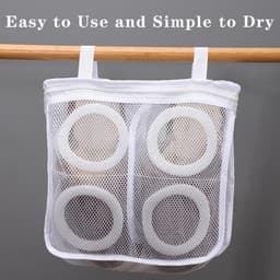 2-stuks Wasmachine schoenentas - Vierkante mesh schoenen opbergtas - Schoenentas met rits - Anti-deformatie - Mesh ontwerp - Lichtgewicht en draagbaar - Met handvat - Geschikt voor sneakers, slippers, ondergoed, yogabroeken, sokken, etc. - Wit — thumbnail 3