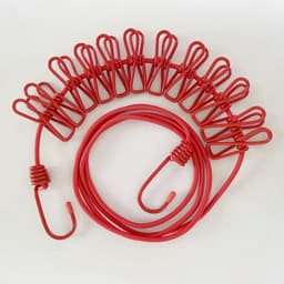1 Draagbare buitenwaslijn - Geen stoten - Geschikt voor het drogen van kleding thuis met sterke bevestiging - 1,8 m met 12 clips - Rood — thumbnail 3