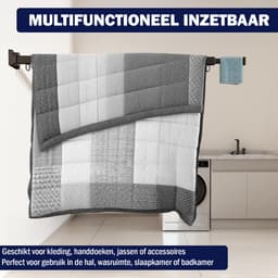 PLAY IT Wanddroogrek 127cm Inklapbaar 18 Haken Zwart - Wasrek/Droogrek Hangend + Handdoek Haakje — thumbnail 5