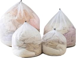 Waszakken van netstof met verstelbare schouderbanden - Stevige waszakken van nylon - met trekkoordsluiting - voor studenten, studentenhuizen en appartementen - 4 stuks — thumbnail 1