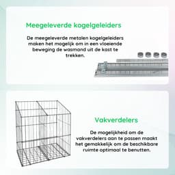 Eleganca Uittrekbare Wasmand - Wasmand 2 vakken - Met Tussenschot - 55,5 x 50 x 56 cm - Wassorteerder - Metaal — thumbnail 2