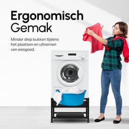 Bodo® - Wasmachine Verhoger - Wasmachine Verhoger Met Uitschuifbare plank - Wasmachine opbouwmeubel - Wasmachine Sokkel - Universeel - Zwart — thumbnail 4