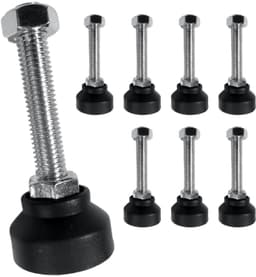 M12 schroefdraad machinevoeten - Nylon vaste voetjes - Elektrische voetjes - Stelvoeten - Maximaal draagvermogen 40 kg - Nylon + koolstofstaal - Diameter 40 mm - Verpakking van 8 - Zwart — thumbnail 1