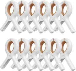 12 klemmen voor strandstoelen en handdoeken: klemmen, windbestendig, van kunststof, voor zwembad, strand en dagelijkse wasgoed — thumbnail 1