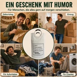 Wasmand 105L met grappige spreuk, opvouwbare wasmand wit — thumbnail 5