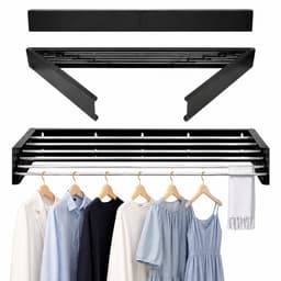 Avero® Wanddroogrek Inklapbaar XXXL – 120cm – 8.4 Meter Drooglengte – Hangend – Droogrek Inklapbaar – Zwart — thumbnail 1