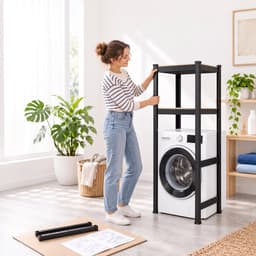 Wasmachine rek - 150x70x40 cm - 400 kg - zwart-bruin — thumbnail 3