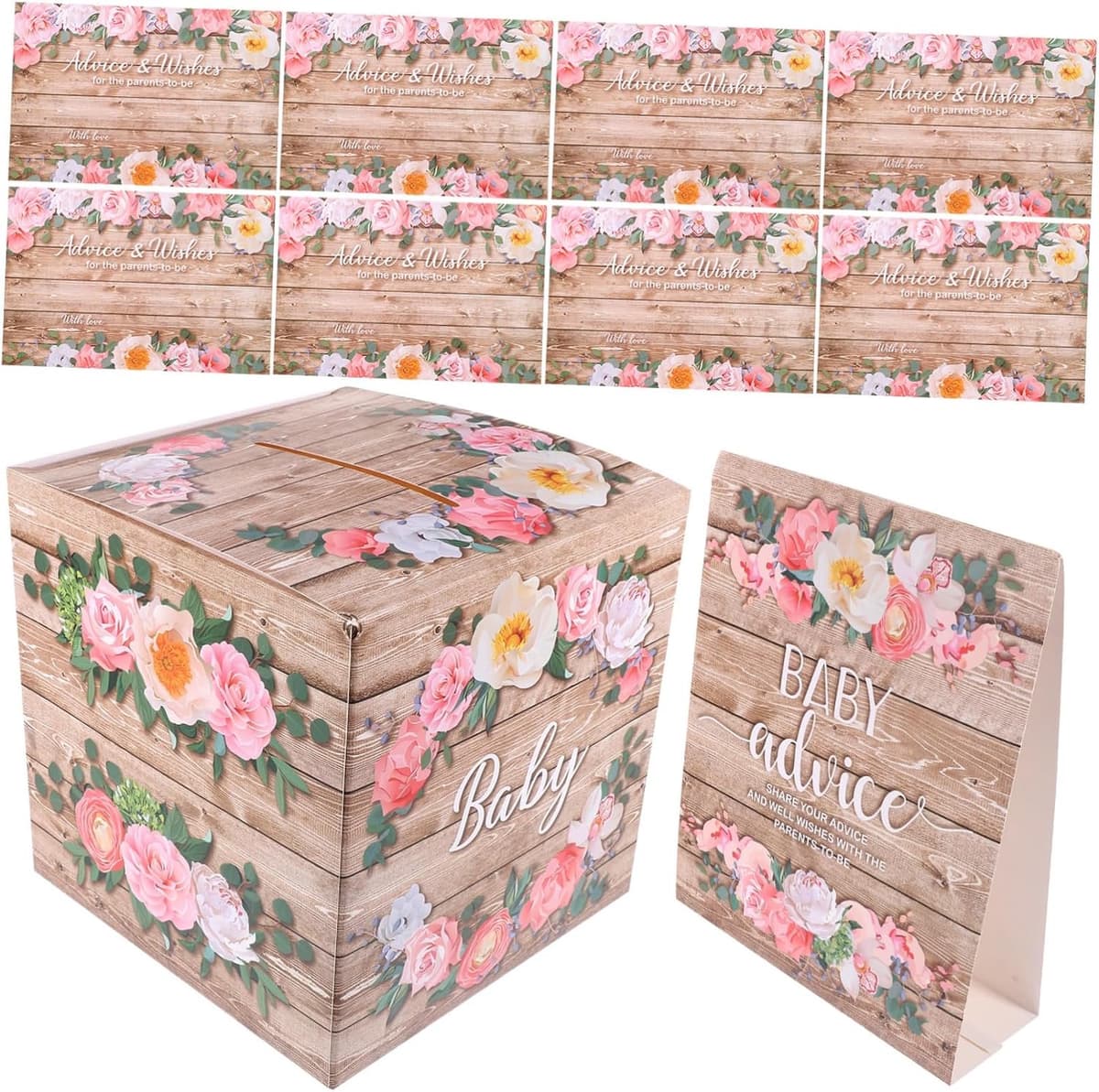 1set Shower Voorspellingskaarten Advieskaarten Met Cartoon Bloemmotief Voor Gender Reveal Party Shower Spelletjes — afbeelding 1