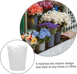 1set Elegante Holle Ijzeren Opslagmanden Multifunctionele Bloemhouders Pennenhouder Wit Stijlvolle Decoratie Voor Thuis Kantoor — thumbnail 4
