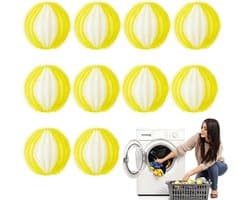 10 anti-pluisballen voor wasmachine, kleur geel en wit, materiaal nylon, diameter 3,5 cm, voor het verwijderen van pluisjes van kleding