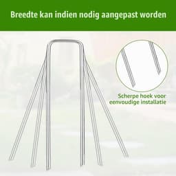 Tuingrondankers, 100 stuks, 100 x 20 x 2,5 mm, verzinkte stalen klemmen, grondankers, haringen, U-vormige grondnagels, professionele grondanker, zware tuinnagels, stalen palen voor onkruidfolie — thumbnail 4
