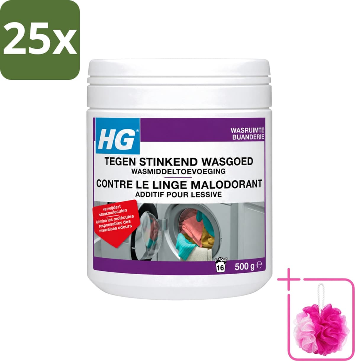 25 x HG - Wasruimte - Tegen Stinkend Wasgoed - Wasmiddeltoevoeging - 500 g - Bulkverpakking - Wasmiddel tegen stank - Douchemop - Stinkend wasgoed — afbeelding 1
