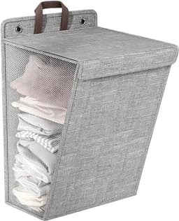 Opvouwbare wasmand voor aan de muur – Draagbare hangende wasmand voor in de kast (middengrijs) — thumbnail 1