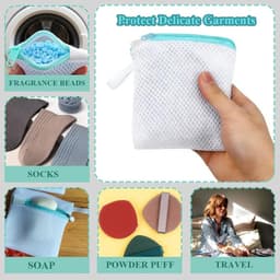 Kleine waszakken set van 6, herbruikbare anti-klevende opbergtassen met ritssluiting voor delicate kleding, ideaal voor thuis en op reis, perfect voor sokken en handschoenen in 5 kleuren — thumbnail 3