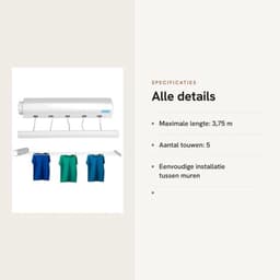 Dailygoods- Waslijn Uittrekbaar 3,75 m - Draagbare - Wanddroogrek — thumbnail 4