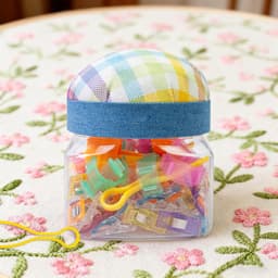 Naaiklemmen Set - Stoffen Clips - Handwerk Projecten - 76 Delige Kit - Handige Pot - Geruite Stijl — thumbnail 2