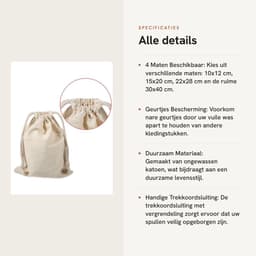 Dailygoods- Waszak Groot - Waszakken voor Wasgoed - Opbergtas - Opbergbak - Opbergzakken Kleding - Milieuvriendelijk Katoen - 30 x 40 cm - Opbergzak — thumbnail 3
