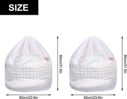 flintronic Waszak met trekkoord, 2 stuks, fijn net, duurzame waszak met trekkoord, 60 x 80 cm, waszakken voor wasmachine, reizen, delicaten, beha, babydoeken, speelgoedopslag — thumbnail 5