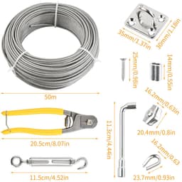Dailygoods - 67 Stuks Waslijnenset voor Buiten met Roestvrij Stalen Draad en Haken — thumbnail 5