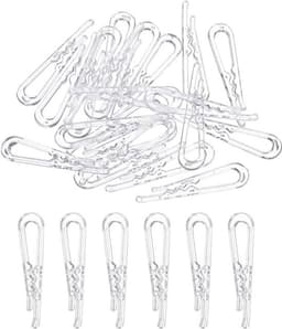100 stuks U-vormige krokodillenclips - Hemdclips met tanden - Wasknijpers voor sokken, broeken, stropdassen, overhemden - Transparant — thumbnail 1
