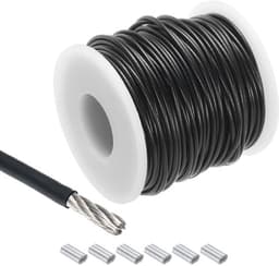 Roestvrij stalen staalkabel 30 meter, 1,5 mm - Zwart voor Wasrek Optillen — thumbnail 1