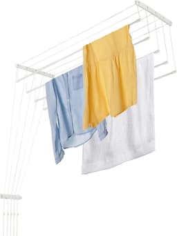 Plafonddroogrek Kleding - Waskrek Ophangen - Was Drogen - Ruimtebesparend Ontwerp - 5x100 cm - Wit — thumbnail 1