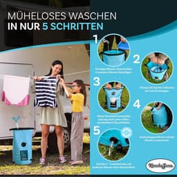 Handwasmachine Zonder Stroom – Draagbare Waszak met Wasbord – Opvouwbare Reiswasmachine – 30 Liter Voor Camping en Reizen — thumbnail 4