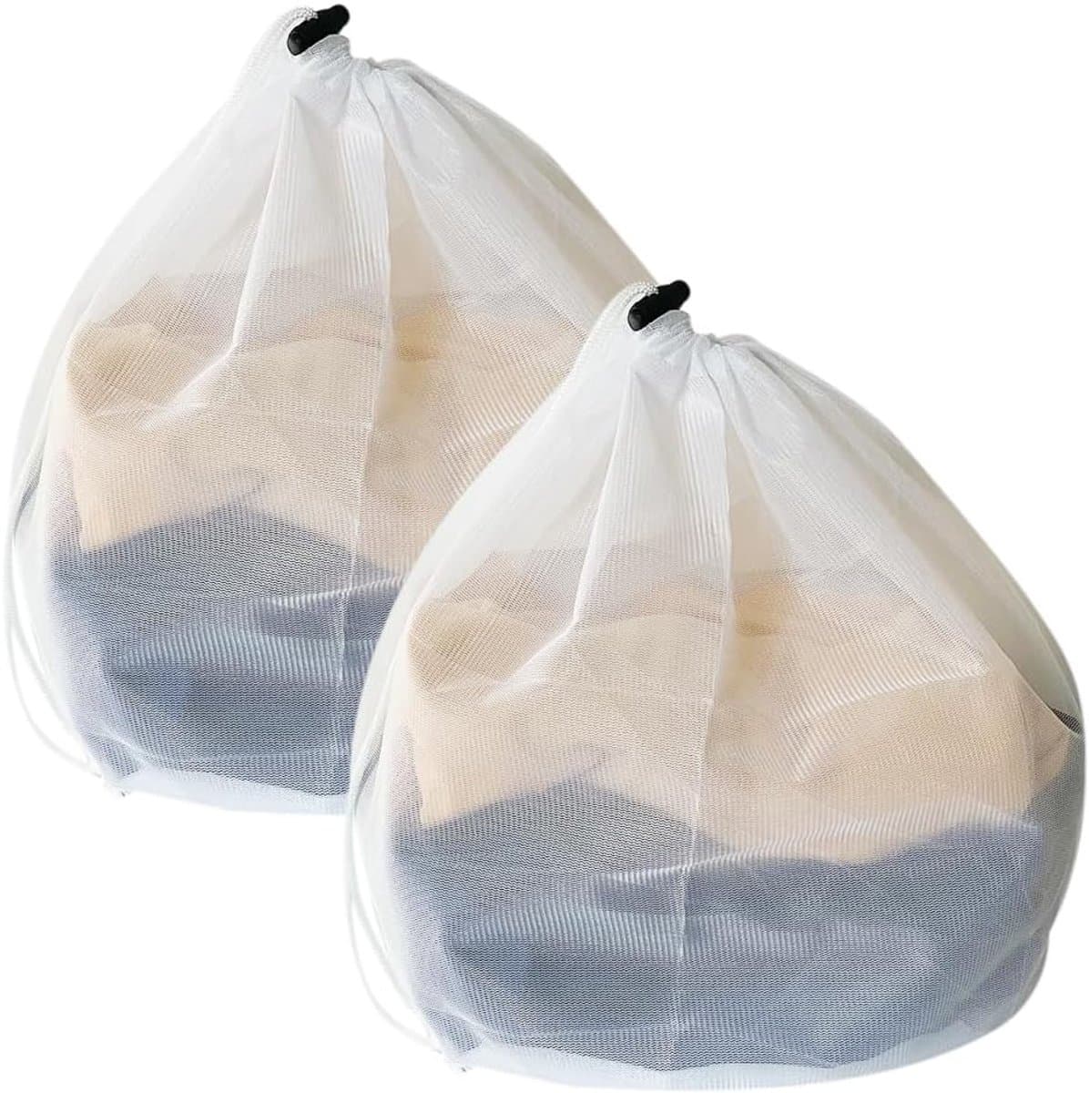 Waszakken met trekkoord, fijn net voor wasmachine, kleding, beddengoed, tafelkleden, gordijnen — afbeelding 1