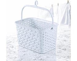 Wasknijpermand Ophangen - Knijperbakje Bakje - Wasgoed Ophangen - Open Mand Design - Maat XL - Poolwit