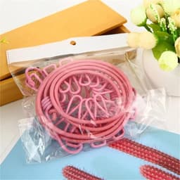 Waslijn met clips - Drogrek draagbaar - Kleding drogen - Intrekbaar ontwerp - 1 meter - Roze — thumbnail 3