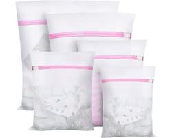SnelShoppen - Waszakken Set - Vijf Stuks in Verschillende Maten - Roze - Duurzaam Polyester - Voor Wassen, Verhuizen, Camping en Meer