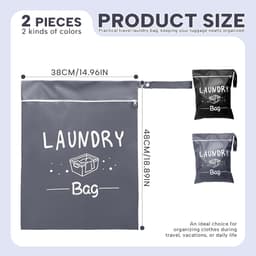 SnelShoppen - 2x Vouwbare Reiswaszakken met Rits - Herbruikbare Waszakken voor Reizen en Thuis - Ideaal voor Schoon en Vies Wasgoed - Compact en Licht — thumbnail 4