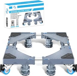 SnelShoppen - Wasmachine Verhoger XL - 500KG Capaciteit - Verhoog je Koelkast, Vaatwasser of Droger - Meubelroller met 8 Poten en 4 Wielen - Grijze Wa — thumbnail 1