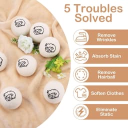 SnelShoppen - 8 Stuks Droogballen 8cm - 100% Natuurlijke Wol - Chemisch Vrij - Vermindert Kreukels en Droogtijd - Herbruikbaar en Ecologisch — thumbnail 3