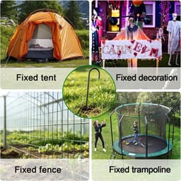 SnelShoppen - 6 Stuks 30 cm Grondankers van Massief Staal, J-Type Verzinkt Staal, Tentharingen, Roestvrij voor Bevestigen van Trampoline, Omheining, T — thumbnail 5