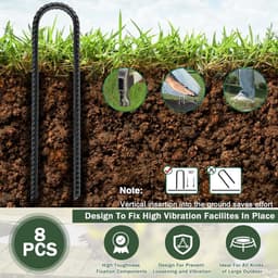 SnelShoppen - 8 U-vormige Grondpennen 30 cm - Tentpennen, Trampolineharingen, Grondbevestiging voor Camping, Tuin, Feest, Windbestendig, Robuust en Be — thumbnail 3