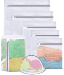 SnelShoppen - Grote Waszakken Set van 7 Stuks voor Wasmachine, Katoenen Wasnetten met Rits, Diverse Maten voor Ondergoed, Sokken, Babykleding en Meer — thumbnail 1