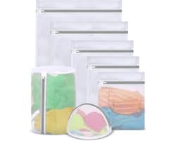 SnelShoppen - Grote Waszakken Set van 7 Stuks voor Wasmachine, Katoenen Wasnetten met Rits, Diverse Maten voor Ondergoed, Sokken, Babykleding en Meer
