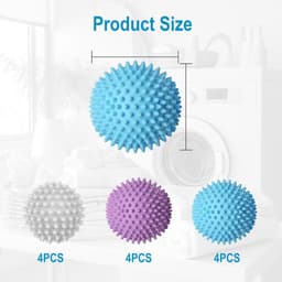 Thijox - 12 Stuks Drogerballen, Herbruikbare Wasballen voor Wasmachine en Droger, Pluizige Was Verminderen, Donsjacks en Kleding Scheiden, Milieuvrien — thumbnail 4