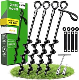 SnelShoppen - Set van 4 Grondankers 48 cm met Sterke Straps - Ideaal voor Tenten, Schommels, Zonnezeilen - Eenvoudig te Installeren, Perfect voor Ster — thumbnail 1