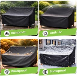 Tuinstoel Beschermhoes voor 2-Zits Bank met Ventilatieopeningen, Waterdicht en UV-Bestendig, Robuust Oxford Stof, Geschikt voor Tuinmeubelen (134 x 66 x 89 cm) — thumbnail 2