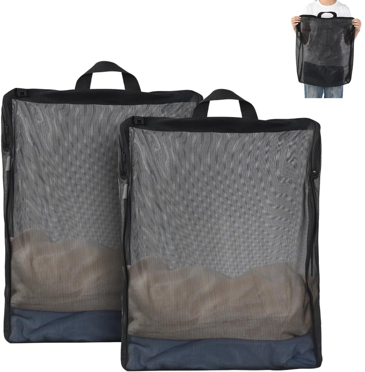 Solidchoice - Set van 2 Vouwbare Wasnetten met Rits voor Gevoelige Kleding — afbeelding 1