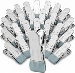 30 Stuks RVS Kledingknijpers zonder Merktekens, Antislip Clips voor Sokken, Handdoeken en Voedselverpakking (Grijs) — thumbnail 1