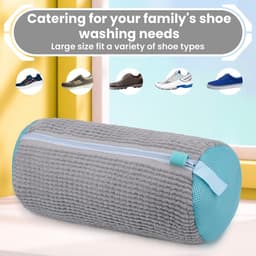 Waszak voor schoenen, herbruikbare waszak voor de wasmachine, 360° reiniging, grijs, 2 stuks, ideaal voor sneakers en sportschoenen — thumbnail 5