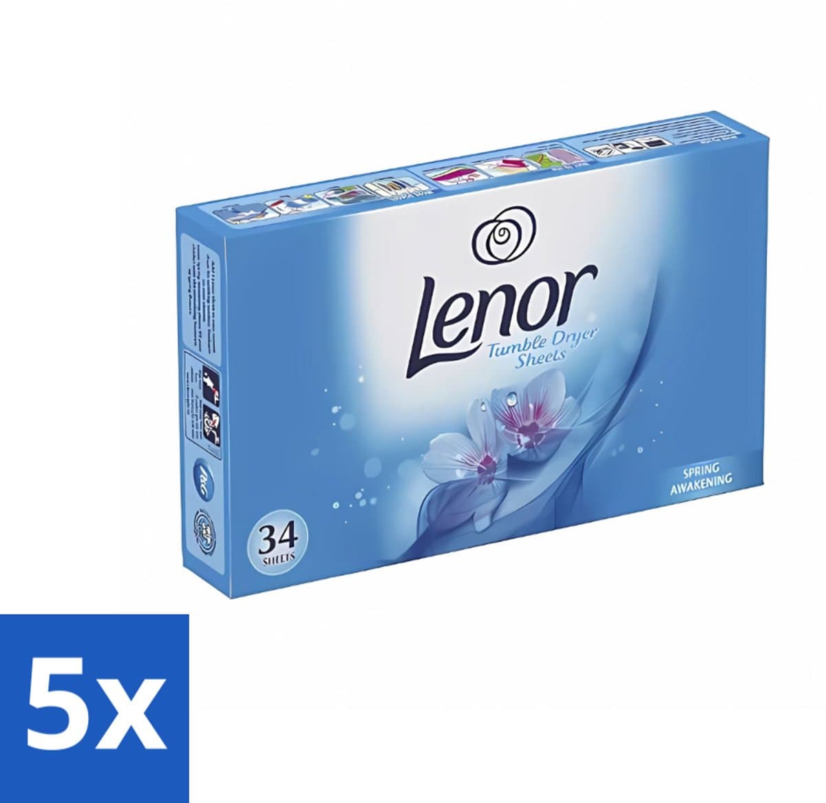 5 x Lenor - Droogtrommeldoekjes - Spring Awakening - 34 Doekjes - Voordeelverpakking - 5 stuks — afbeelding 1