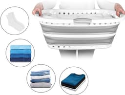 Opvouwbare heupknuffelwasmand, 37 liter, grijs — thumbnail 4