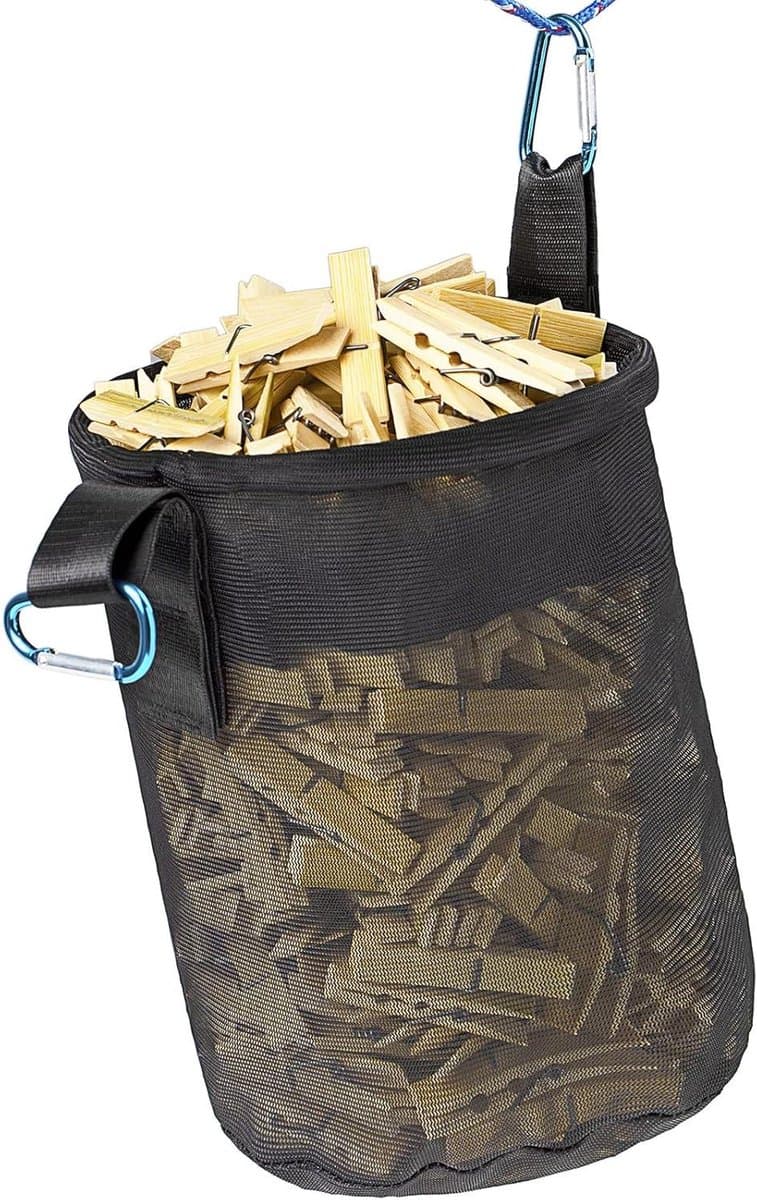 Wasknijper Tas - Kledinghanger Organizer - Wasknijpers Opbergen - Trekkoord Sluiting - 7 x 10 Inch - Grijs — afbeelding 1