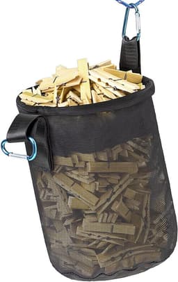 Wasknijper Tas - Kledinghanger Organizer - Wasknijpers Opbergen - Trekkoord Sluiting - 7 x 10 Inch - Grijs — thumbnail 1
