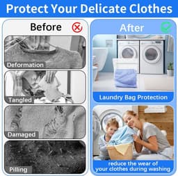 SnelShoppen - 2Pcs Extra Grote Wasnetten met Rits, Duurzame Herbruikbare Waszakken voor de Wasmachine - 60x80cm voor Delicate Kleding, Sweaters, Jasse — thumbnail 5