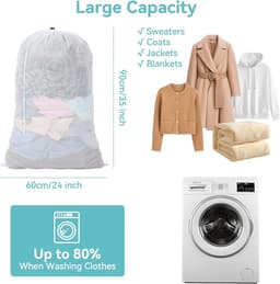 SnelShoppen - OTraki Mesh Waszak - Sterke Waszak voor Kleding, Wasgoed en Sportkleding - Ademend Netstof, Handvatten, 60x50 cm - Ideaal voor Thuis, Sp — thumbnail 4